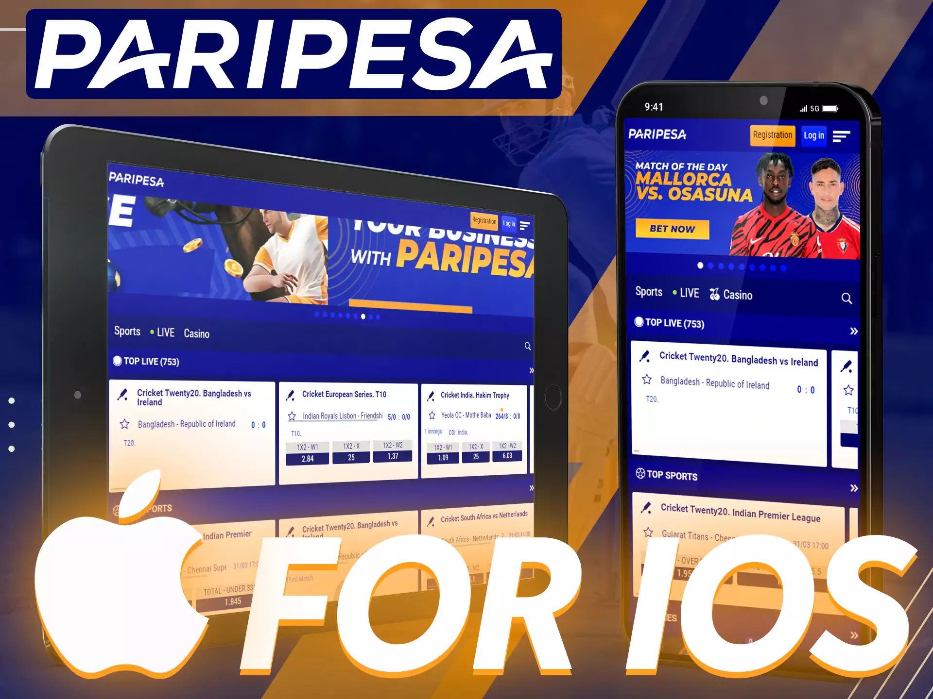If you have an iOS phone, install the Paripesa app on it.