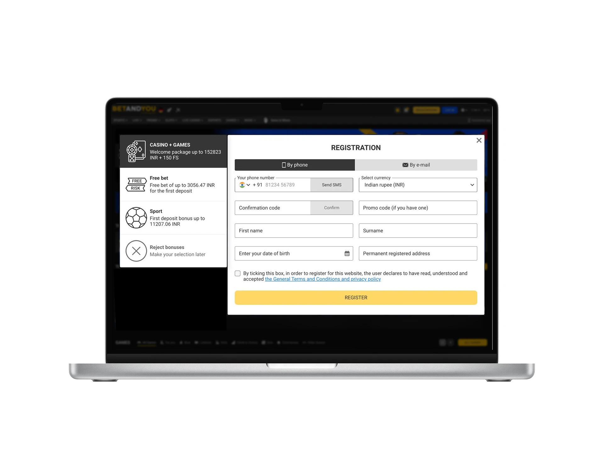 Complete the registration process on the BetAndYou platform to start playing.